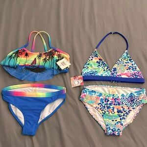 Girls Ocean Pacific (OP) 2pc Bikini Swimwear —Size M 7/8 (Lot of 2)